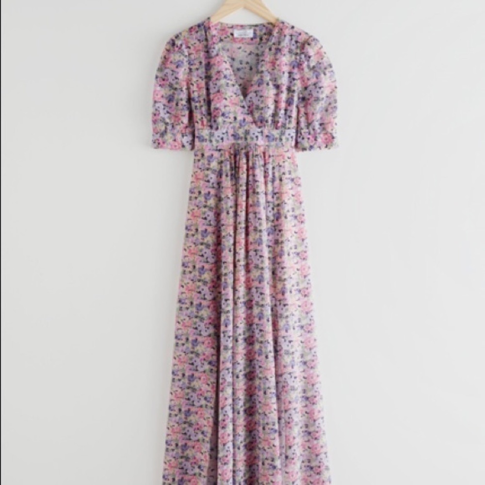 Paris Atelier & OTHER STORIES Floral Printed Short Sleeved Maxi Dress SIZE US 6